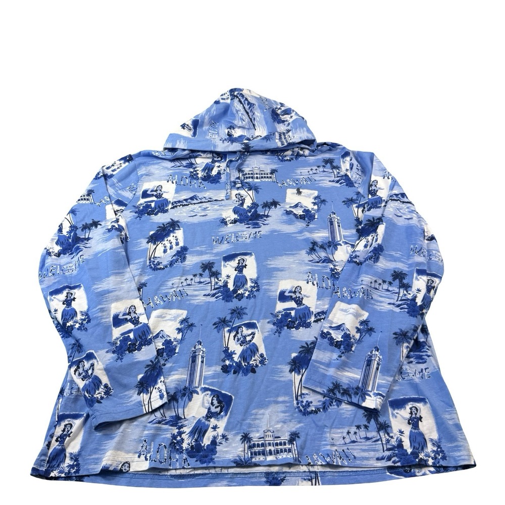 Polo Ralph Lauren Lightweight Cotton Blue Hawaiian L/S Hoodie Size 2XL XXL